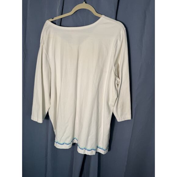 Quacker Factory White Flamingo Shirt Women’s 2X Sequin Tropical Summer Top - Picture 5 of 5